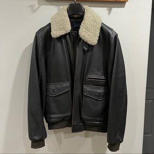 Brooks Brother’s Vintage Leather Jacket with Fur Collar Size Men’s Medium